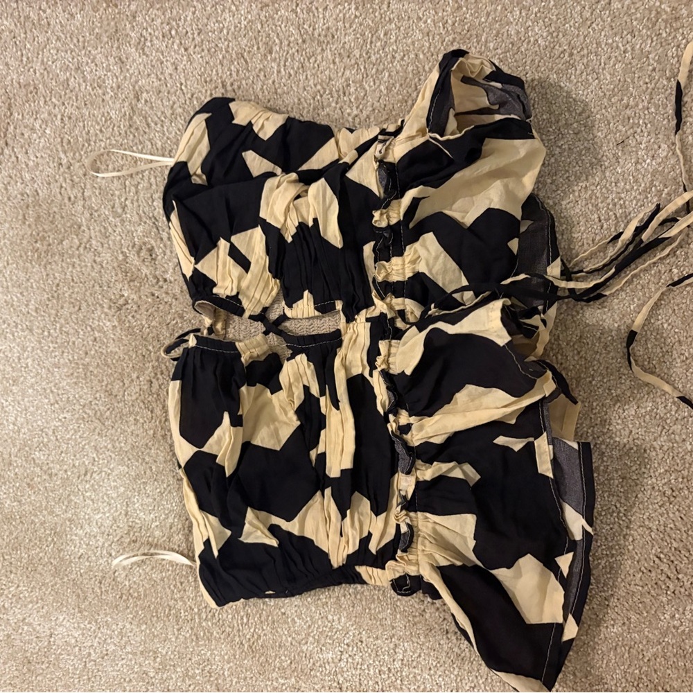 Astr Black and Cream Women's top